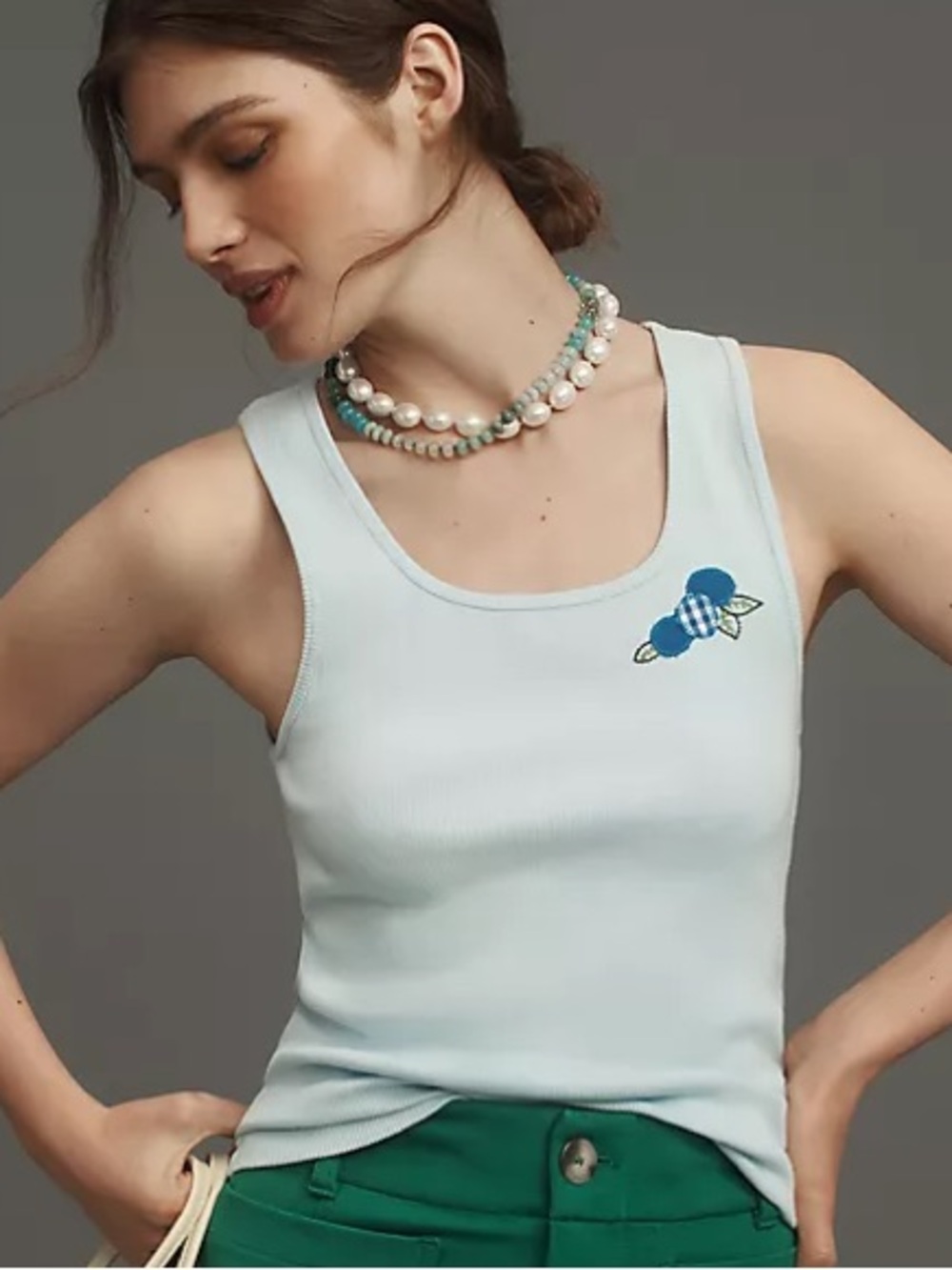 Anthropologie Maeve Embroidered Icon Tank